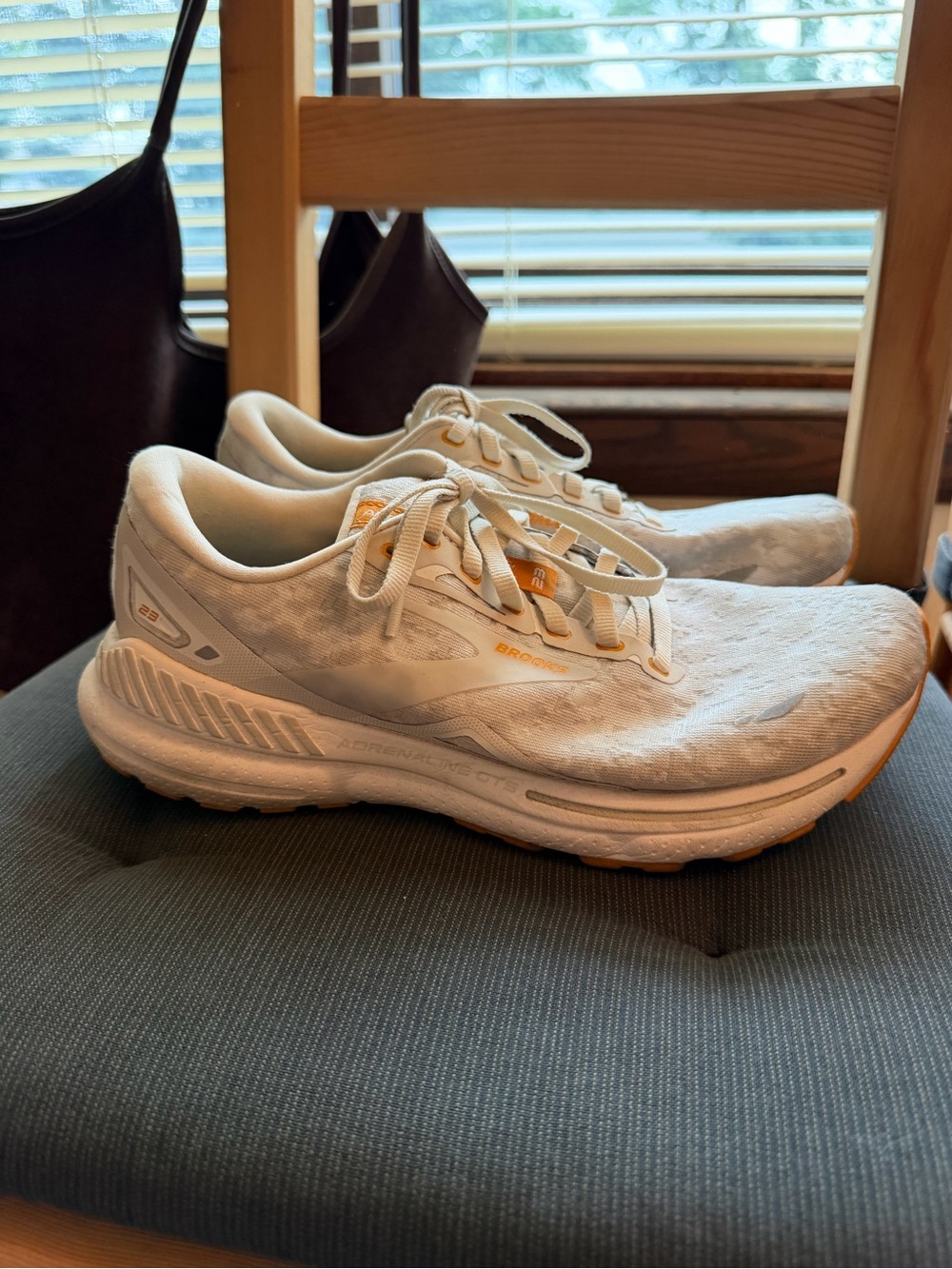 Brooks Women’s White Athletic Running Shoes with Tan Accents